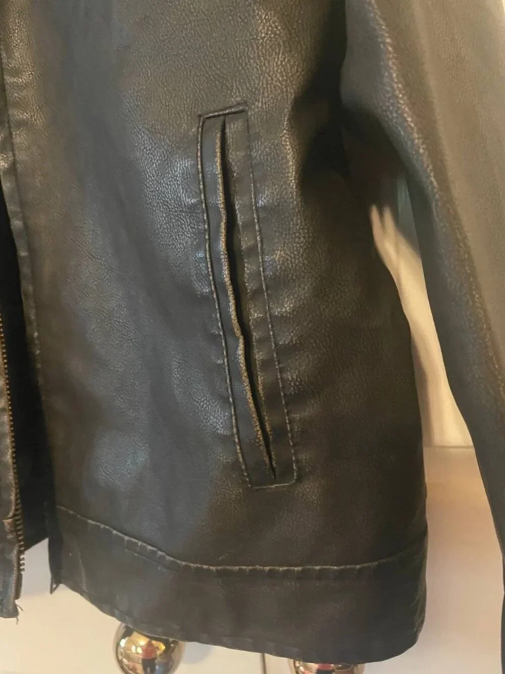 VTG Aeropostale Men's Faux Leather Sherpa Collar Jacket Grunge Streetwear XL